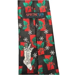 Vintage Hallmark Special Ties Holly‎ Presents Snowflakes Christmas Necktie 1990